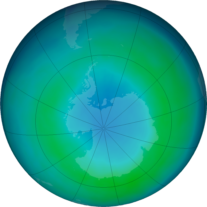 Antarctic ozone map for April 2019